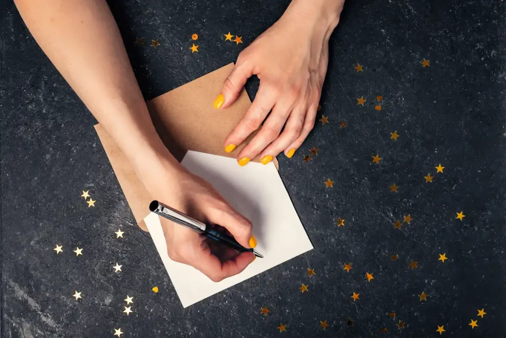 Une personne qui écrit une lettre